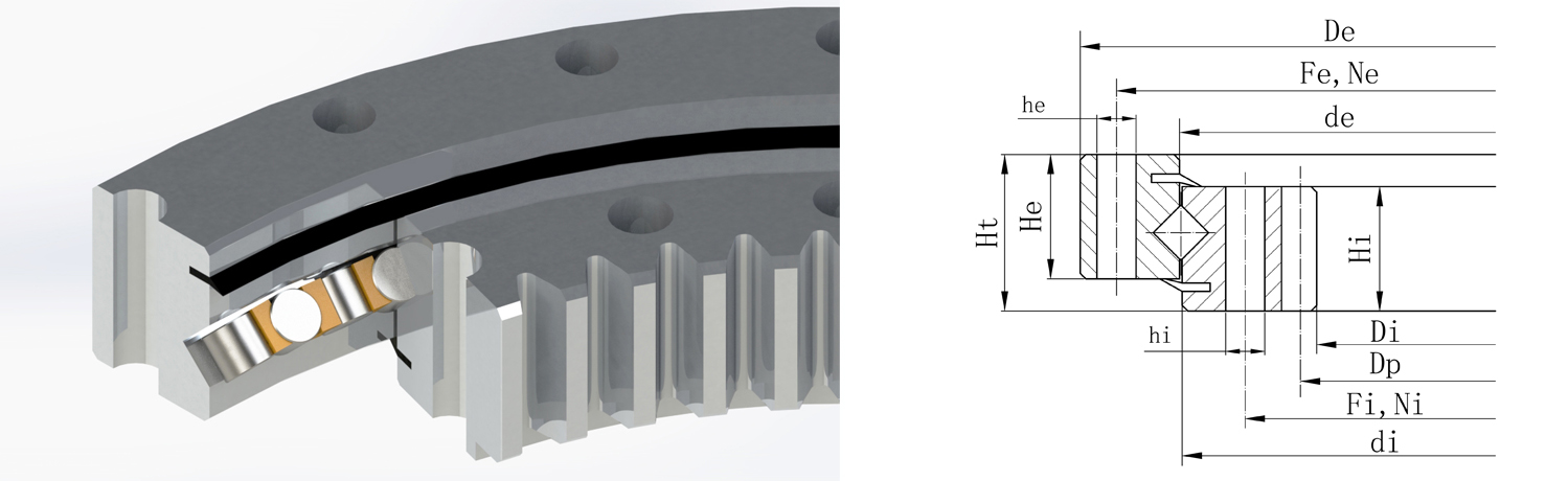 內齒式交叉滾子轉盤軸承
